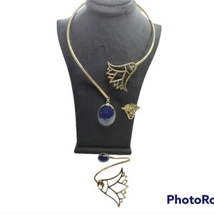 Elegant Gold and Blue Jewelry Set